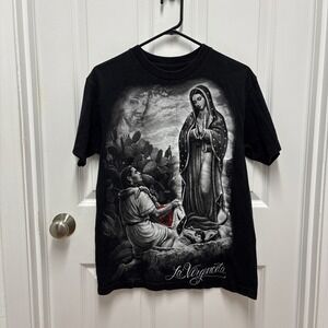 DGA Tees La Virgenita Black Graphic T Shirt Size M